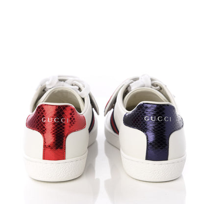 Gucci Calfskin Ayers Web Blind for Love Embroidered Womens Ace Sneakers 38.5 White 7 of 11