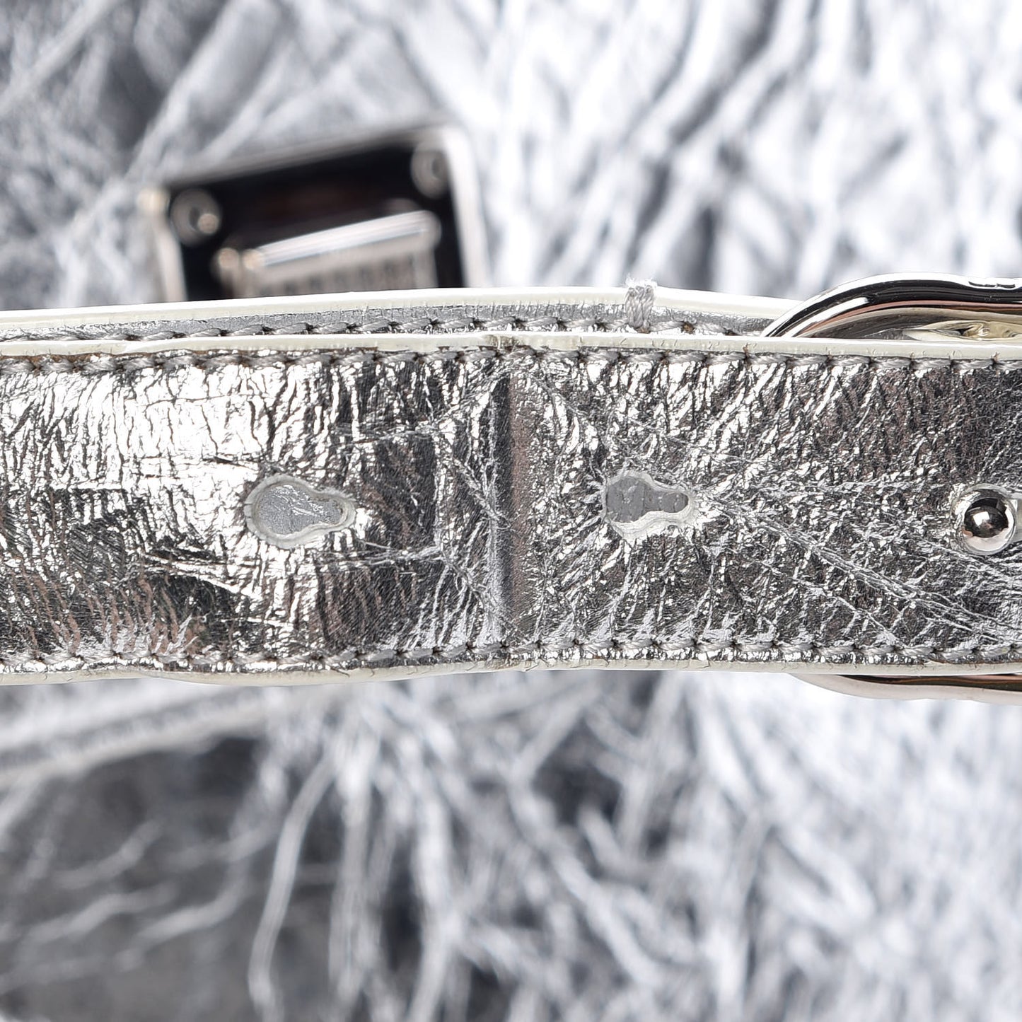 Metallic Calfskin Medium Diorever Flap Silver