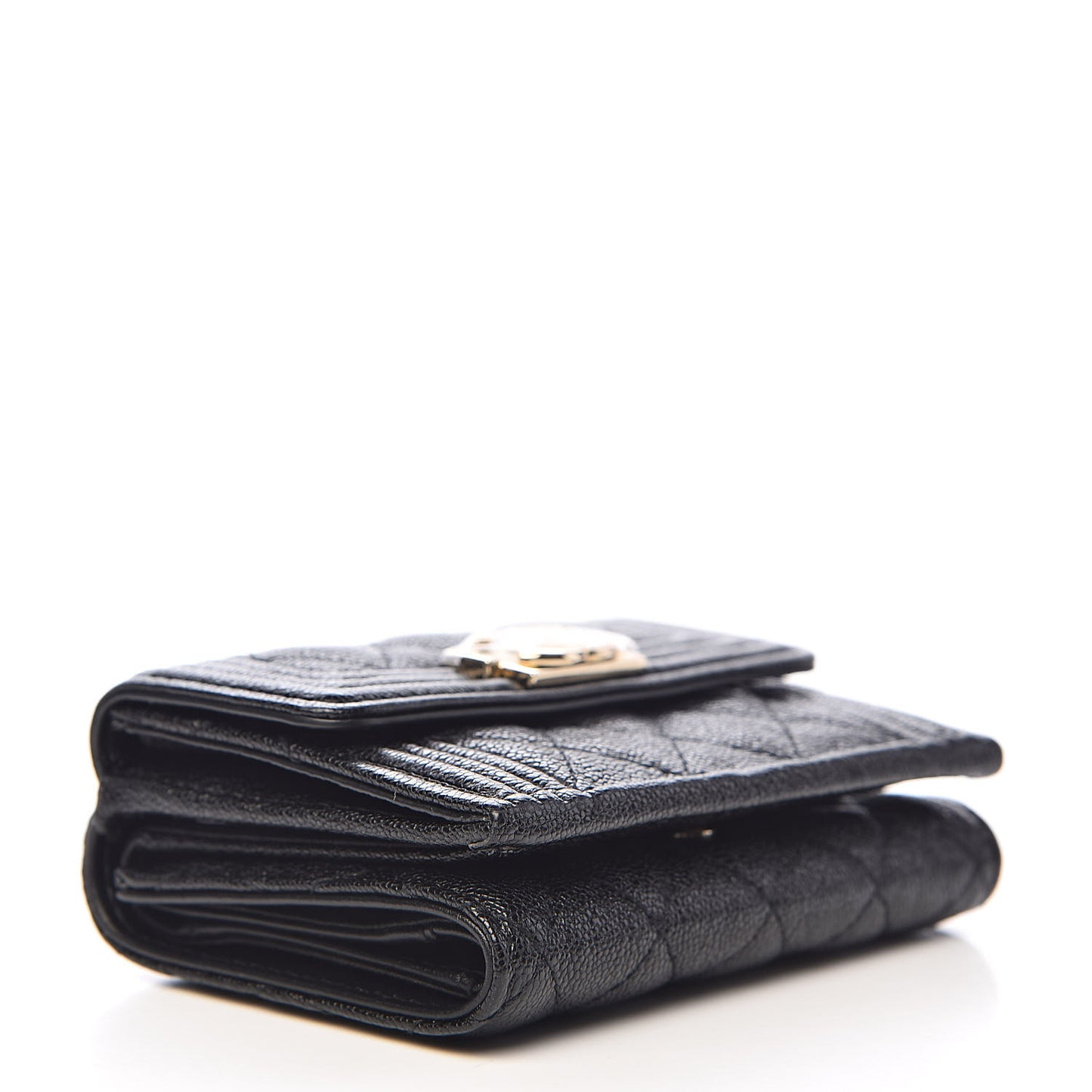 Caviar Quilted Small Boy Flap Wallet Black