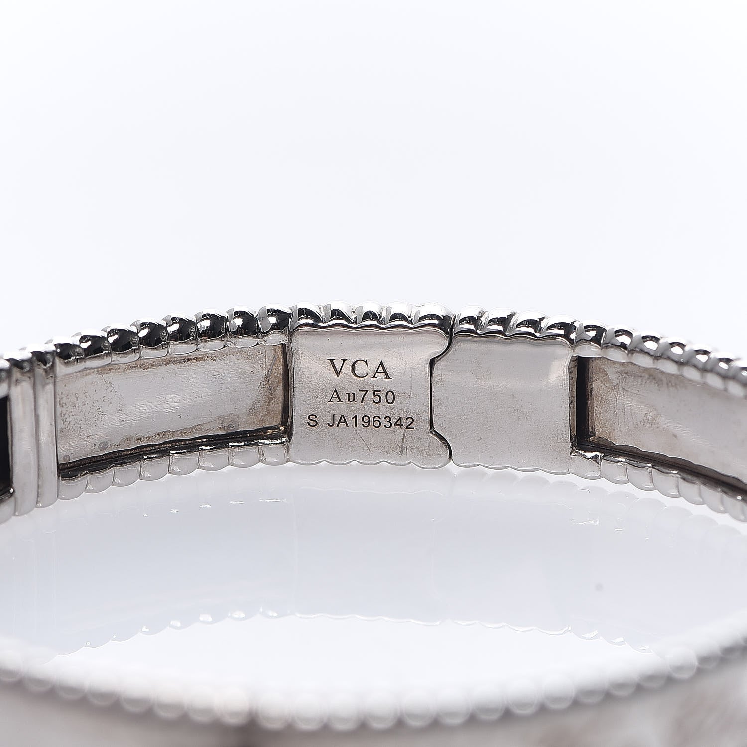 Van Cleef & Arpels 18K White Gold Perlee Signature Bangle Bracelet S 3 of 5