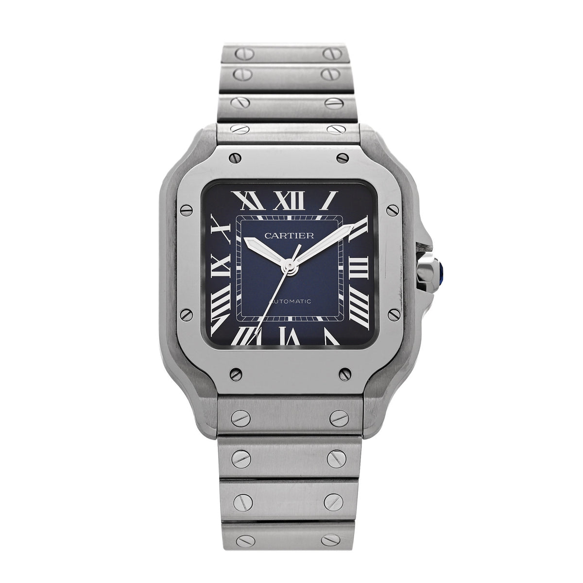 Cartier Stainless Steel 35mm Santos de Cartier Automatic Watch Blue 1 of 5