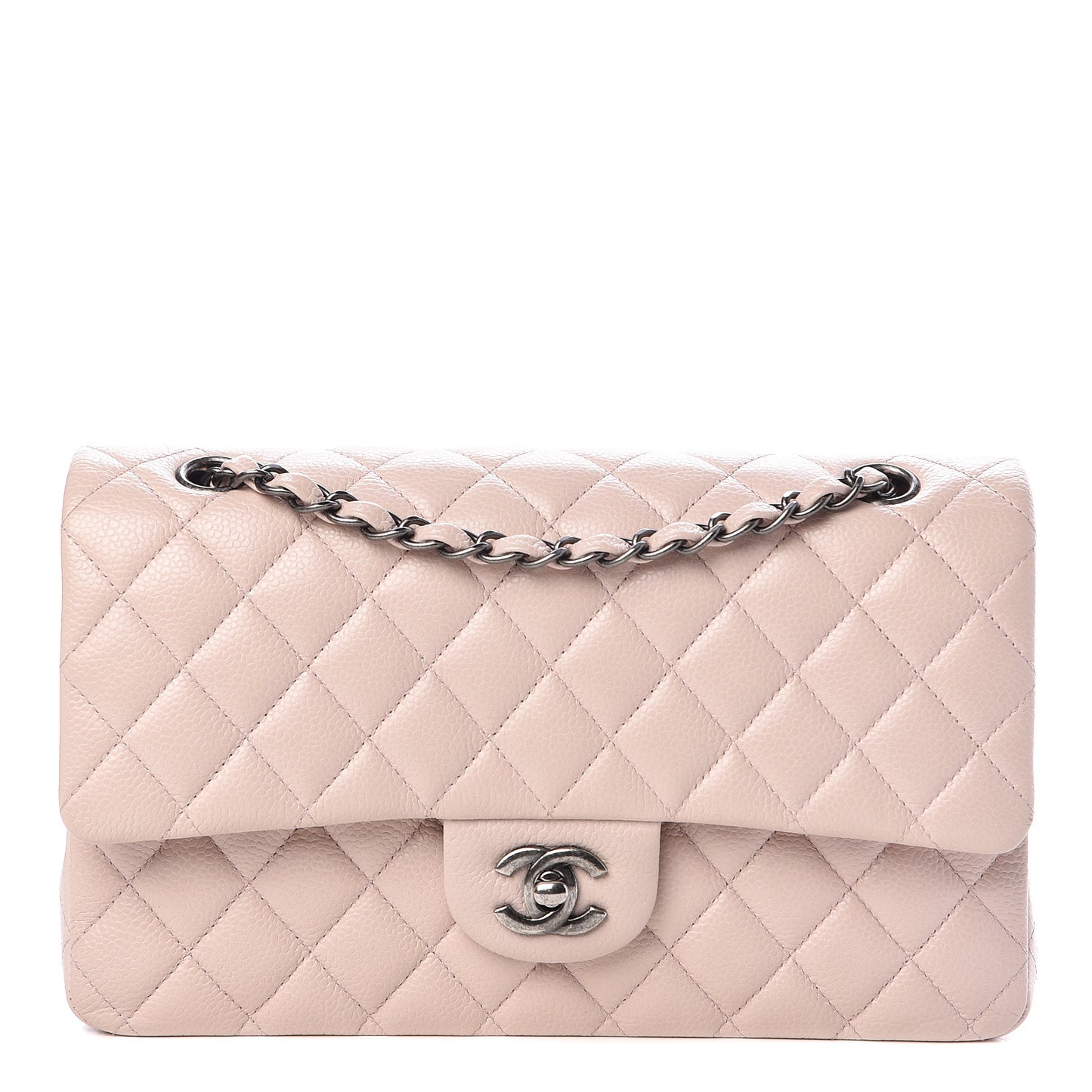Caviar Quilted Medium Double Flap Pink