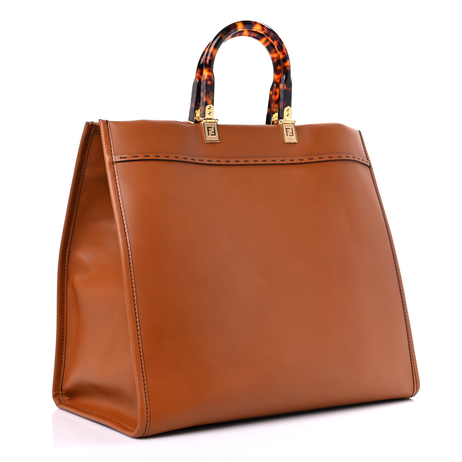 Fendi Vitello King Plexiglass Large Fendi Sunshine Shopper Tote Cuoio 3 of 13
