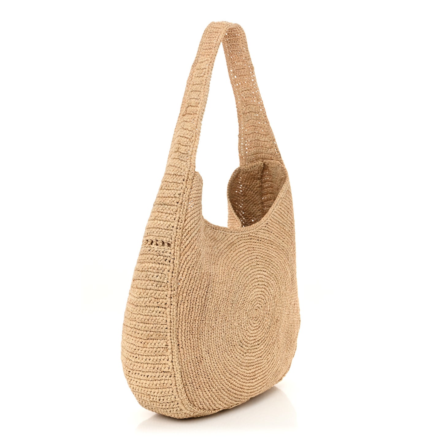 Raffia Logo Medium Slouchy Tote Bag Beige