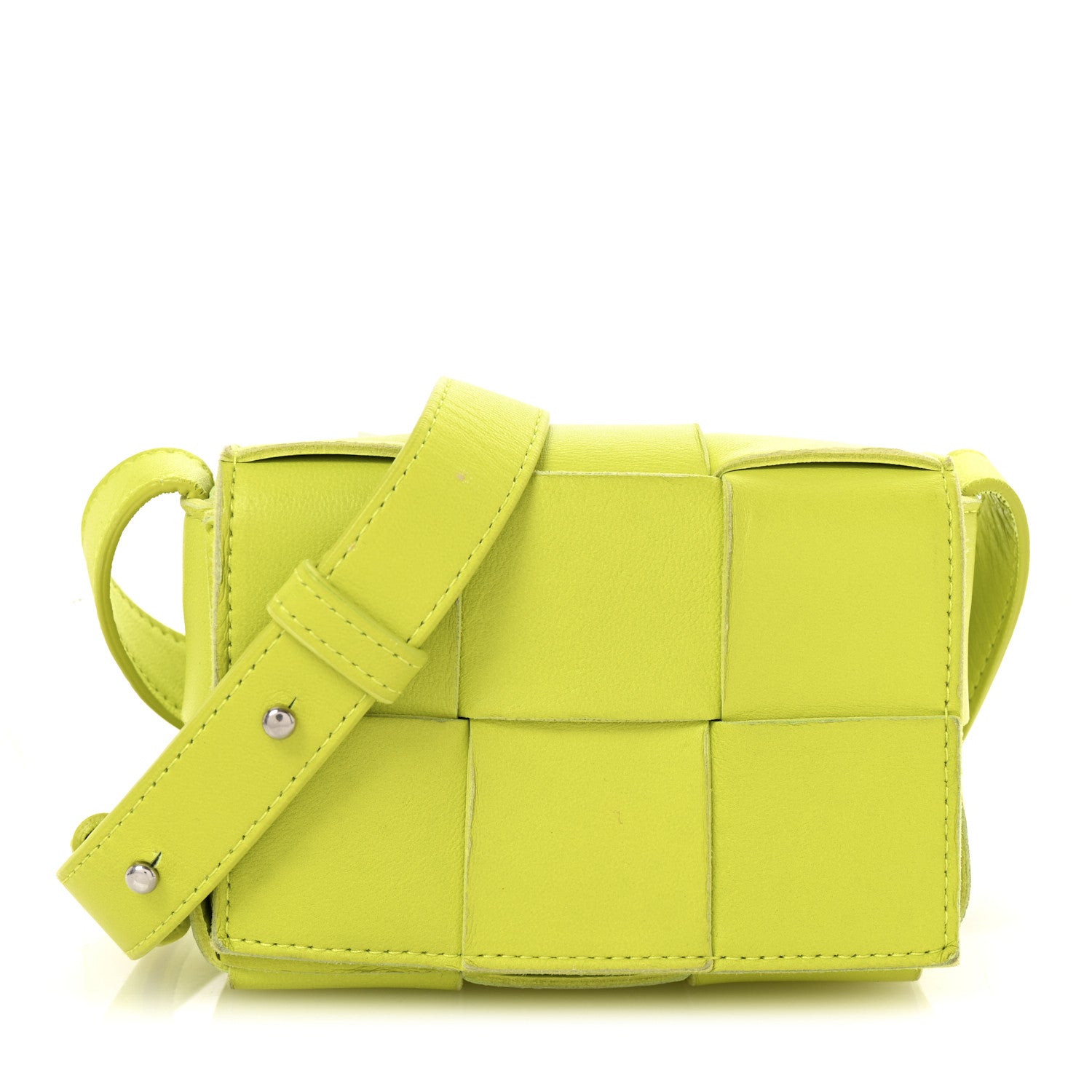 Bottega Veneta Lambskin Maxi Intrecciato Extra Mini Cassette Crossbody Bag Acid 1 of 10