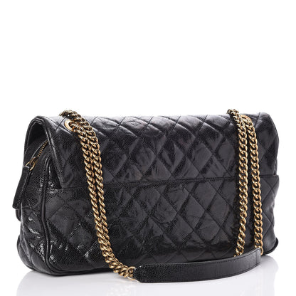 Chanel Crumpled Grained Calfskin Quilted Large Shiva Flap Black 3 of 8