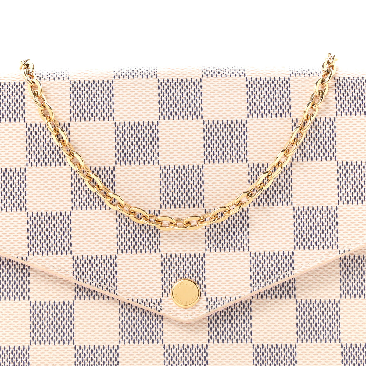 Louis Vuitton Damier Azur Pochette Felicie Chain Wallet Rose Ballerine 7 of 10