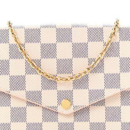 Louis Vuitton Damier Azur Pochette Felicie Chain Wallet Rose Ballerine 7 of 10