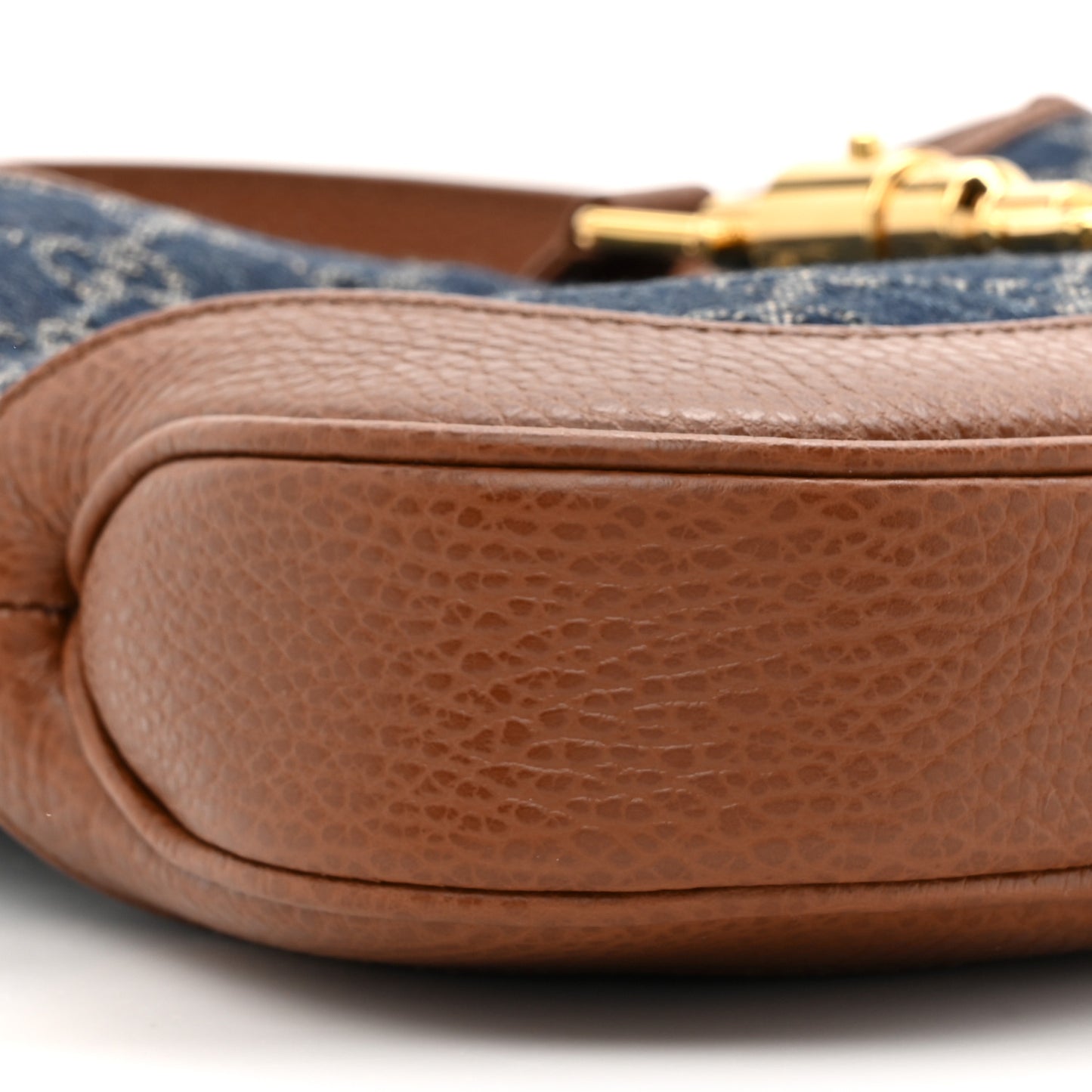 New Denim GG Monogram Calfskin Small Jackie 1961 Hobo Blue Tea Cuir