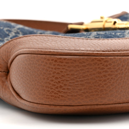 Gucci New Denim GG Monogram Calfskin Small Jackie 1961 Hobo Blue Tea Cuir 10 of 10