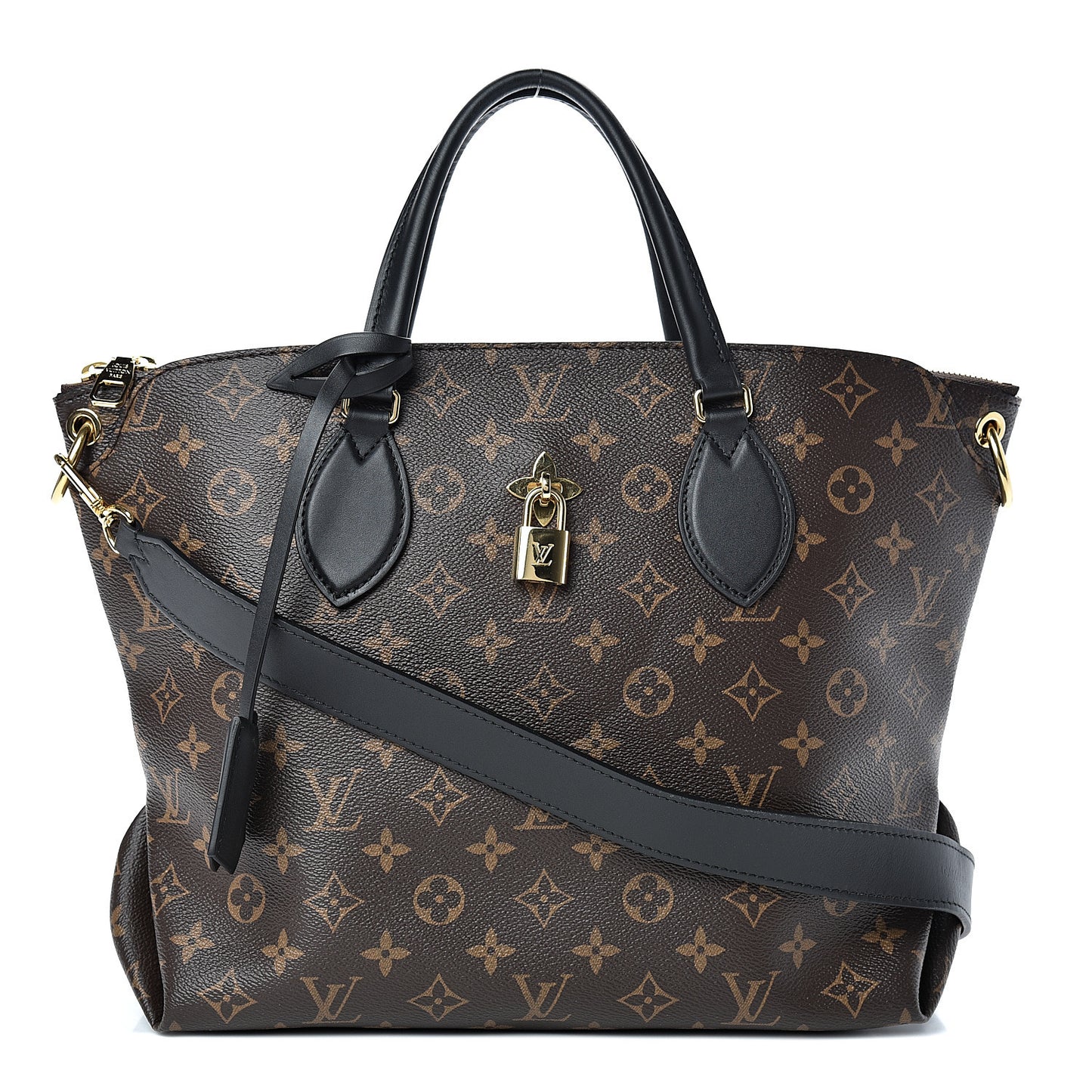 Monogram Flower Zipped Tote MM Black