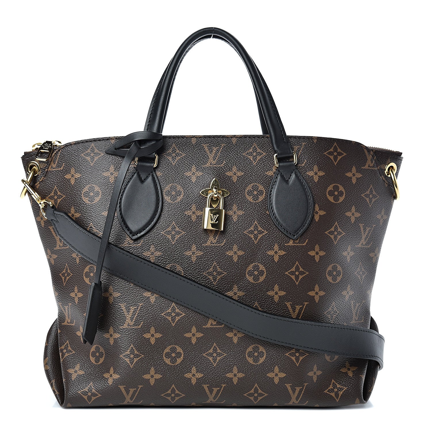 Louis Vuitton Monogram Flower Zipped Tote MM Black 1 of 9