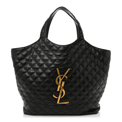 Saint Laurent Lambskin Quilted Maxi Icare Shopping Tote Black 1 of 12
