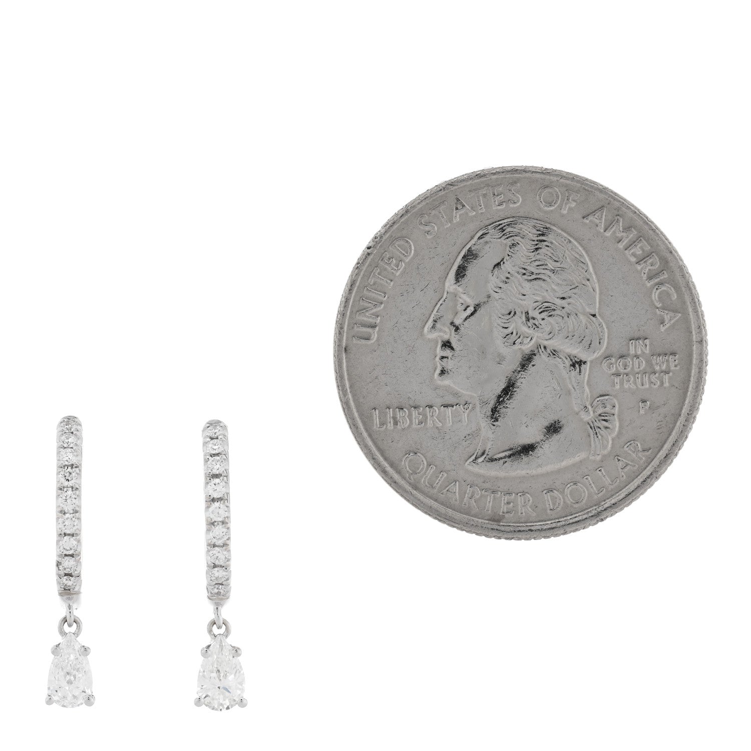 Anita Ko 18K White Gold Diamond Pear Huggie Drop Earrings 2 of 5