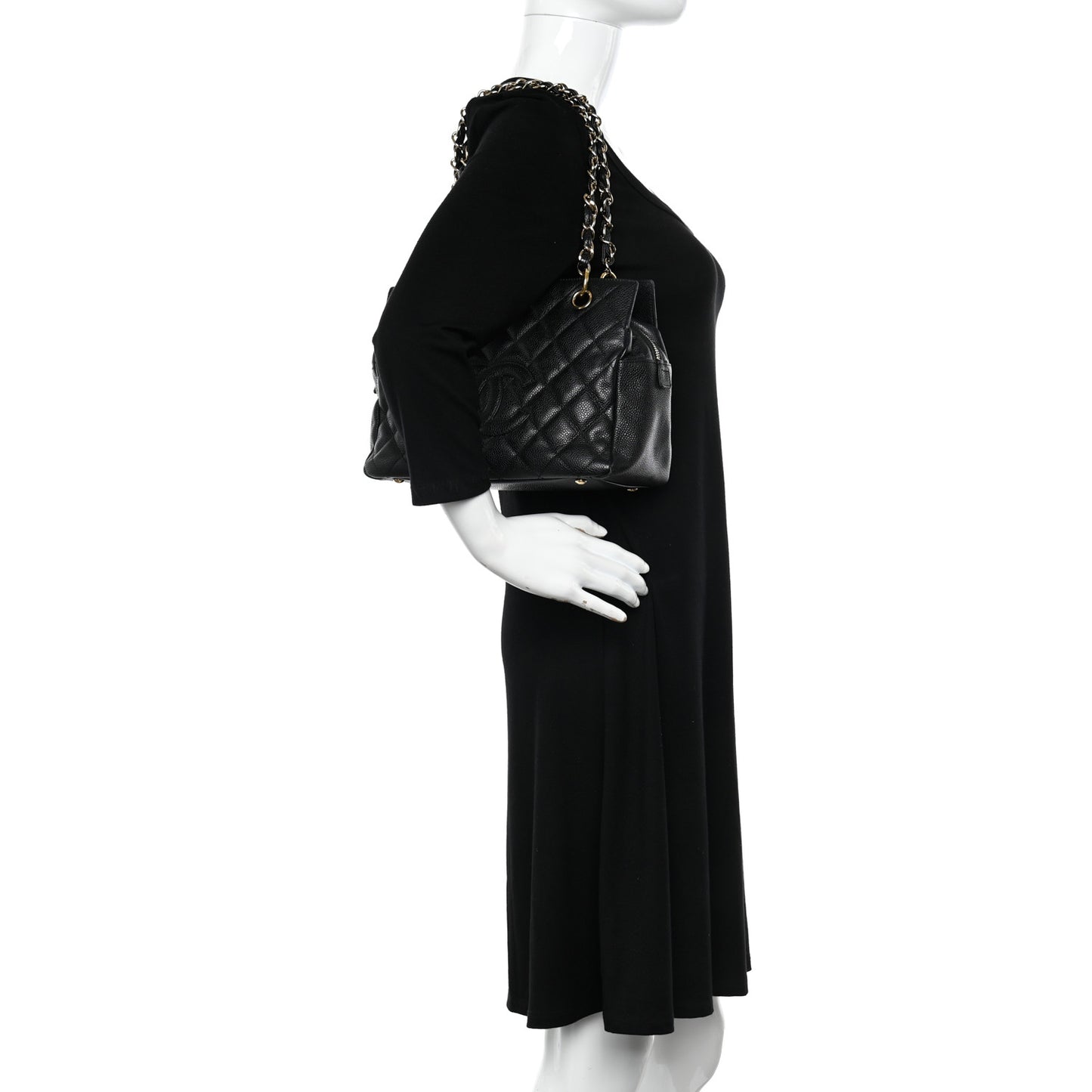 Caviar Quilted Petit Timeless Tote PTT Black