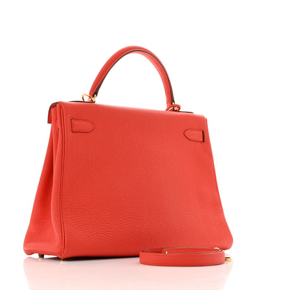 Hermes Togo Kelly Retourne 32 Capucine 3 of 14