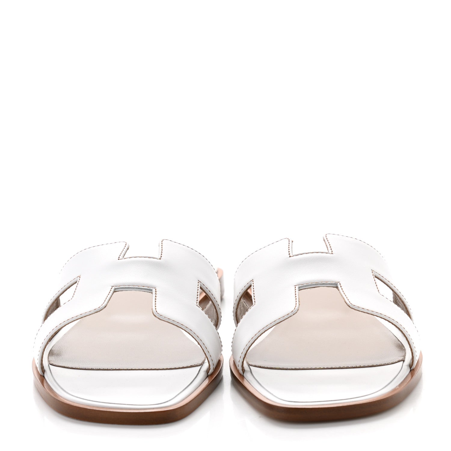 Hermes Box Calfskin Oran Sandals 39.5 White 2 of 9