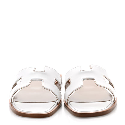 Hermes Box Calfskin Oran Sandals 39.5 White 2 of 9