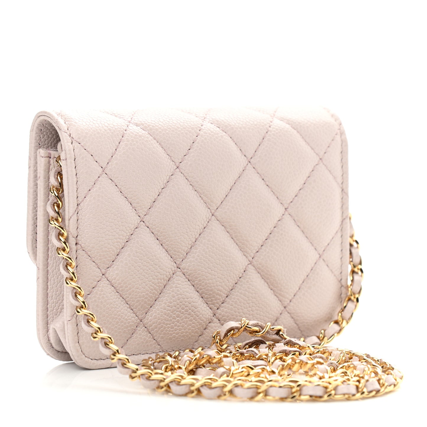 Caviar Quilted Miss Coco Clutch With Chain Light Purple