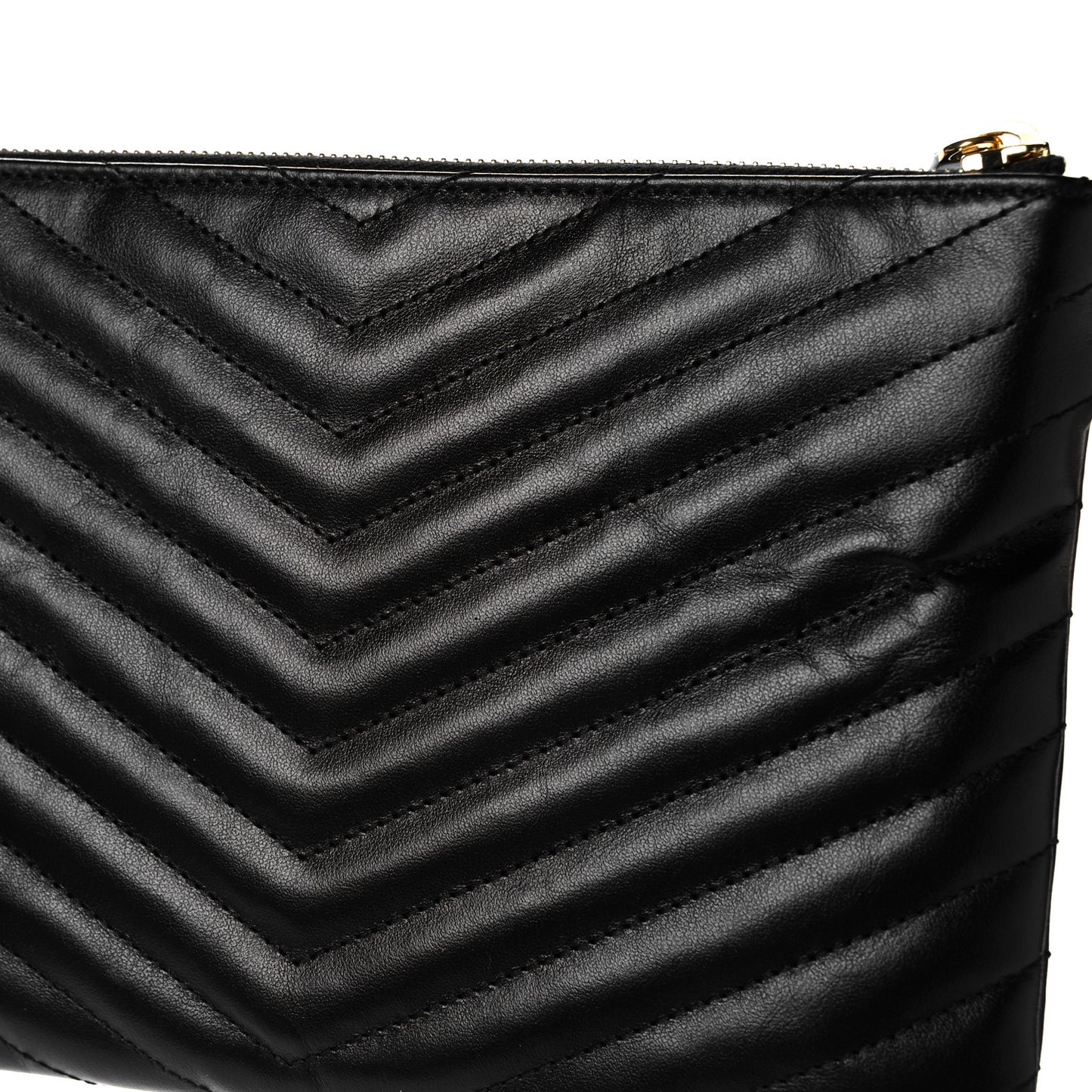 Calfskin Matelasse Chevron Monogram A5 Wristlet Black