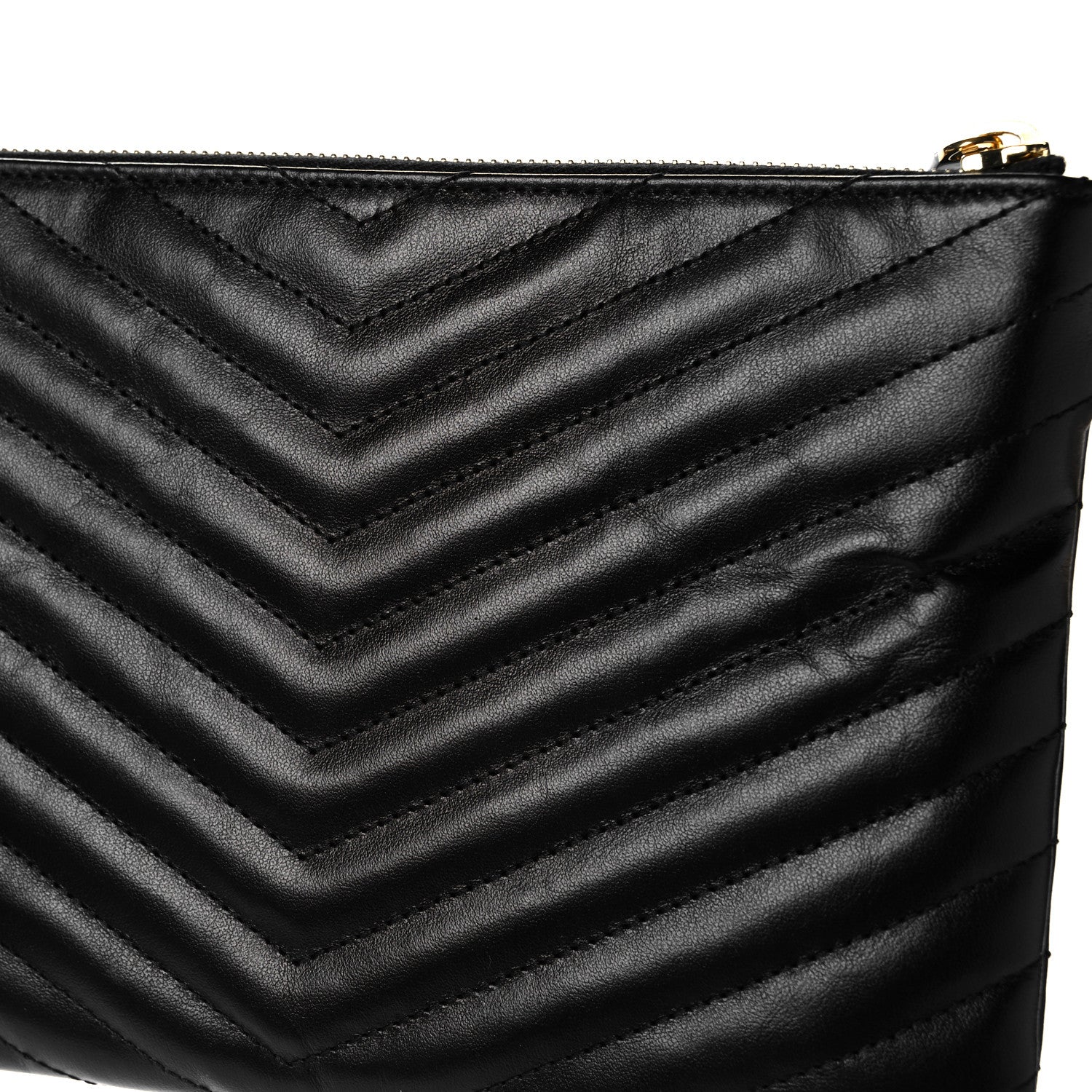 Saint Laurent Calfskin Matelasse Chevron Monogram A5 Wristlet Black 11 of 12