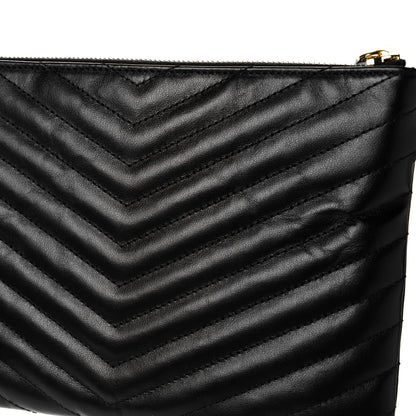 Saint Laurent Calfskin Matelasse Chevron Monogram A5 Wristlet Black 11 of 12