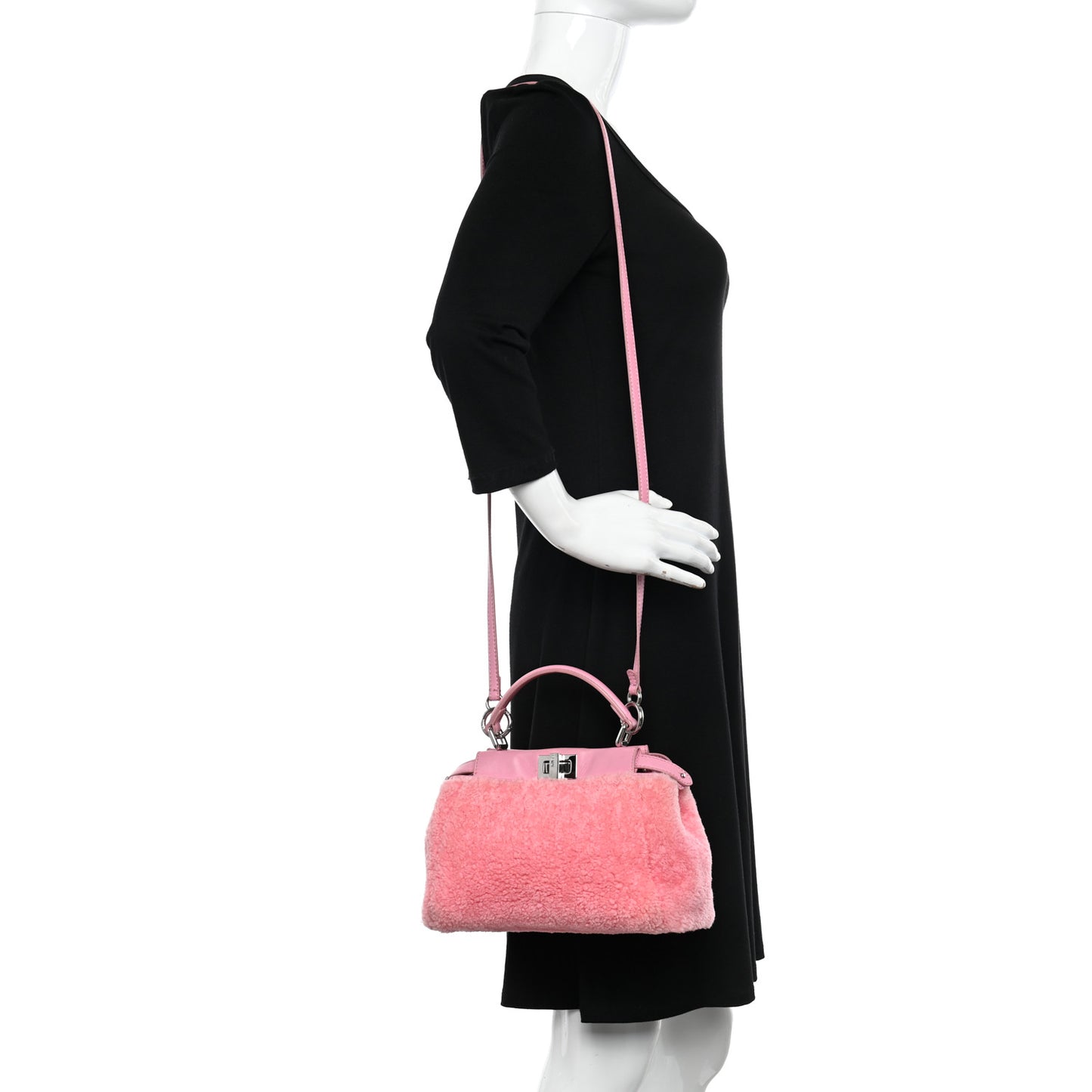 Shearling Nappa Mini Peekaboo Iconic Satchel Lollypop