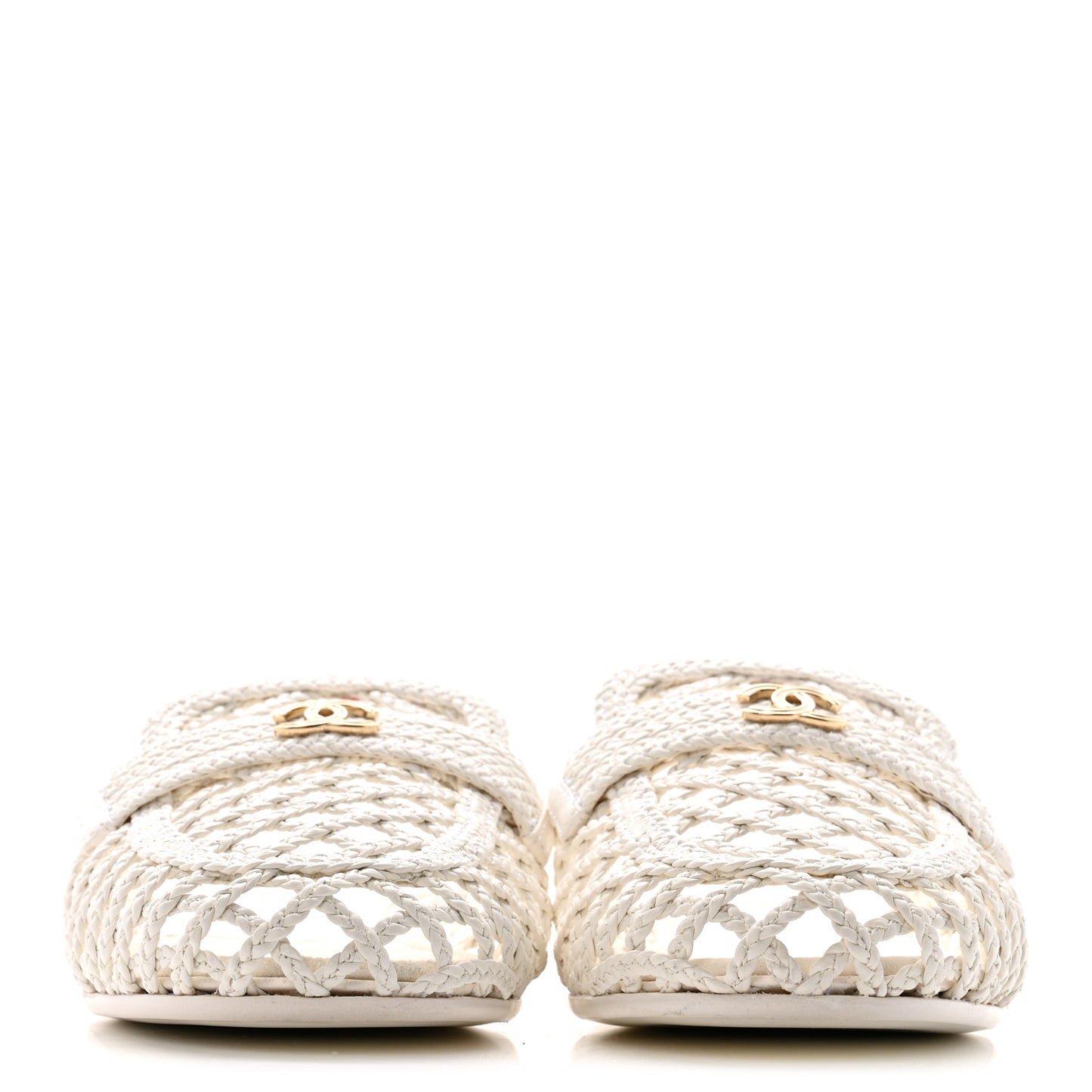Braided Lambskin Mule Sandals 39 White