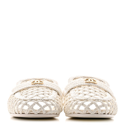 Chanel Braided Lambskin Mule Sandals 39 White 3 of 12