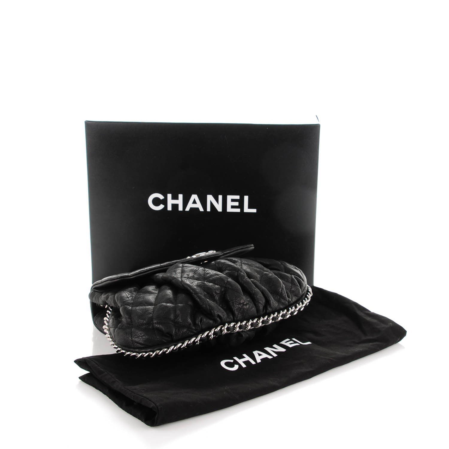Chanel Crumpled Lambskin Quilted Medium Chain Around Messenger Black 4 of 7