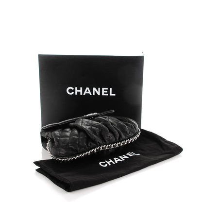 Chanel Crumpled Lambskin Quilted Medium Chain Around Messenger Black 4 of 7