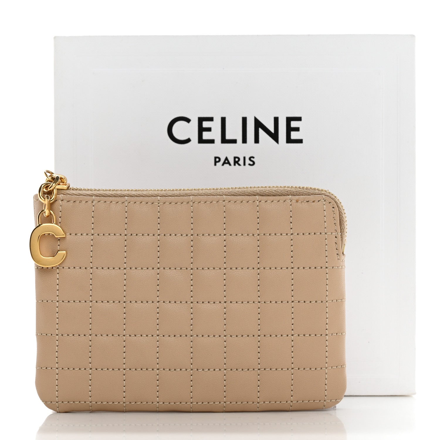 Celine Calfskin Quilted C Charm Coin Card Pouch Nude 11 of 11
