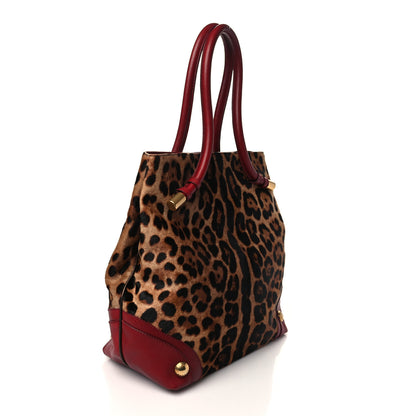 Dolce & Gabbana Calf Hair Leopard Print Satchel Red 2 of 5