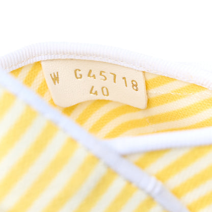 Chanel Printed Calfskin Velcro Dad Flat Mules 40 White Yellow 9 of 9