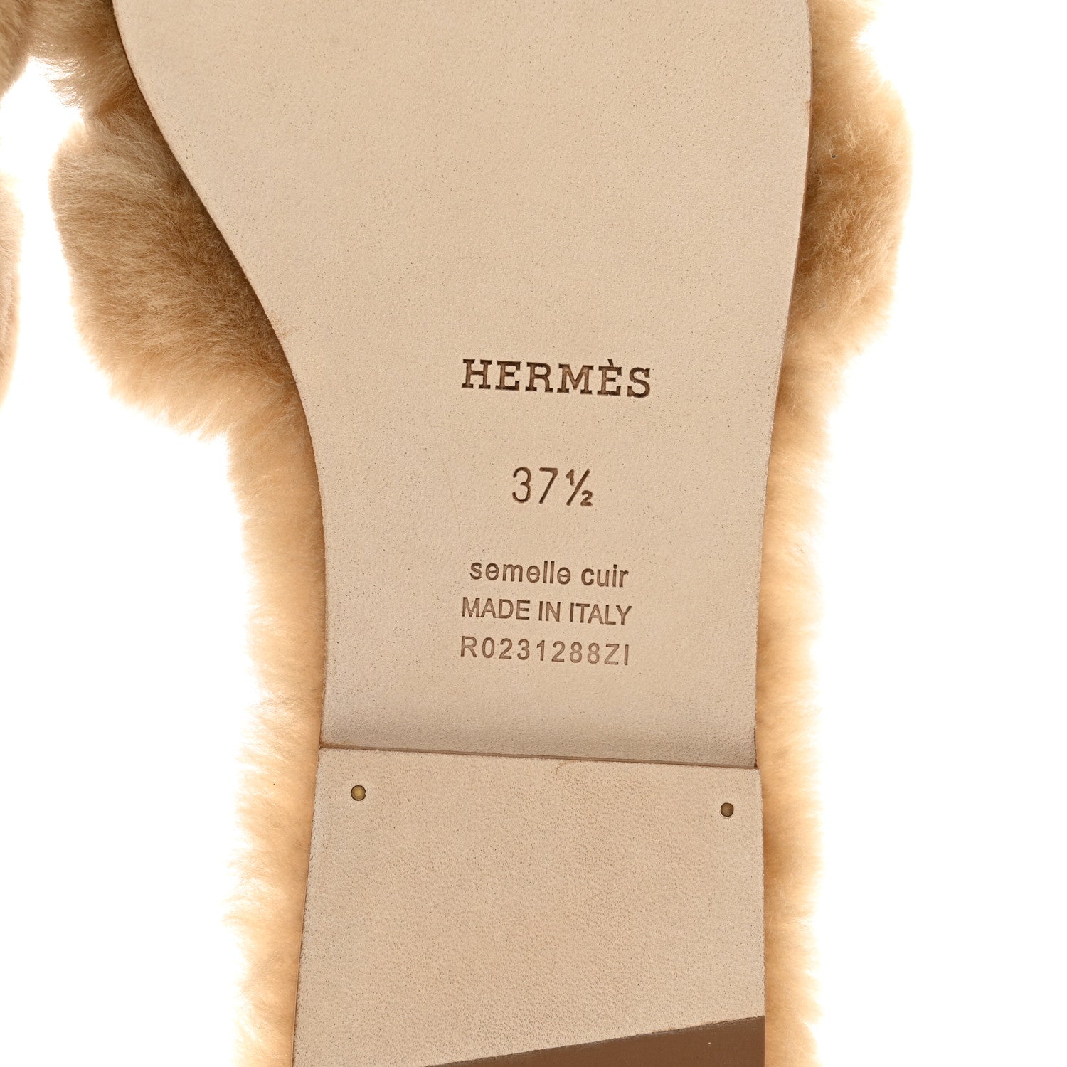 Hermes Woolskin Oran Sandals 37.5 Beige Argile 6 of 8