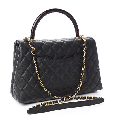 Chanel Caviar Lizard Embossed Quilted Small Coco Handle Flap Black 3 of 11
