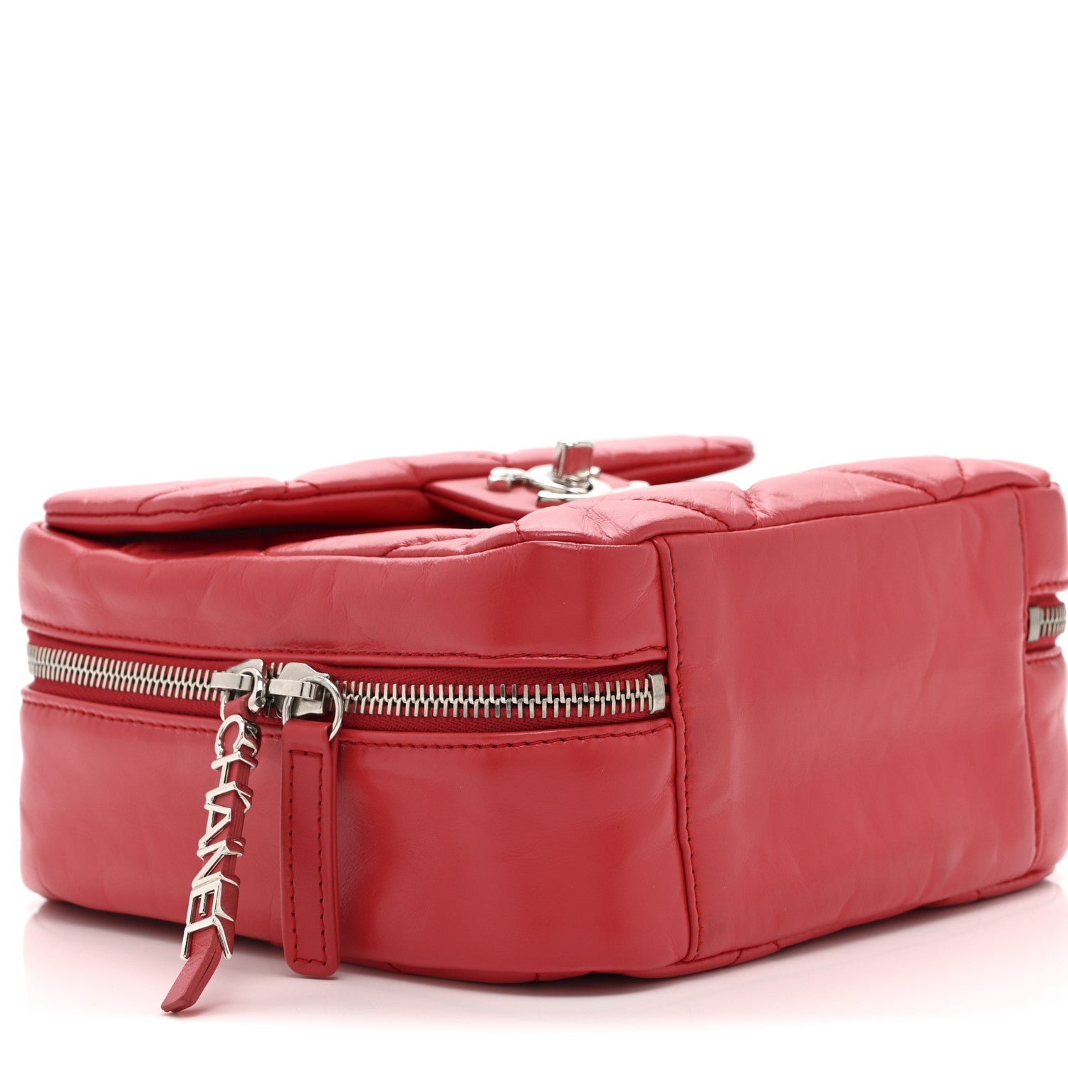 Chanel Aged Calfskin Quilted Top Handle Camera Case Red 9 of 11