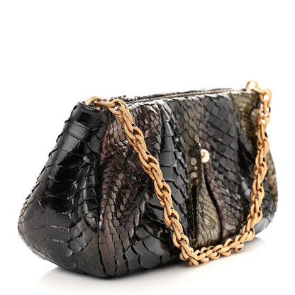 Chanel Metallic Snakeskin Clutch Black Multicolor 3 of 10