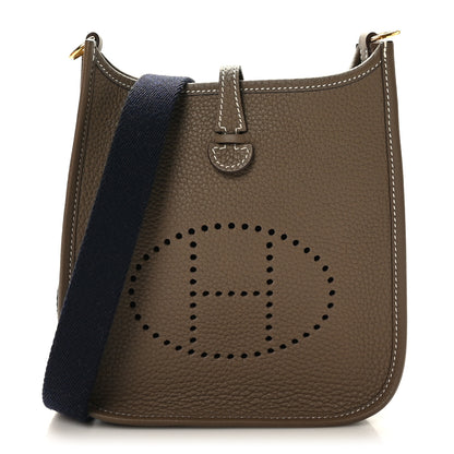 Hermes Taurillon Clemence Amazone Evelyne TPM Etoupe Bleu Indigo 1 of 10