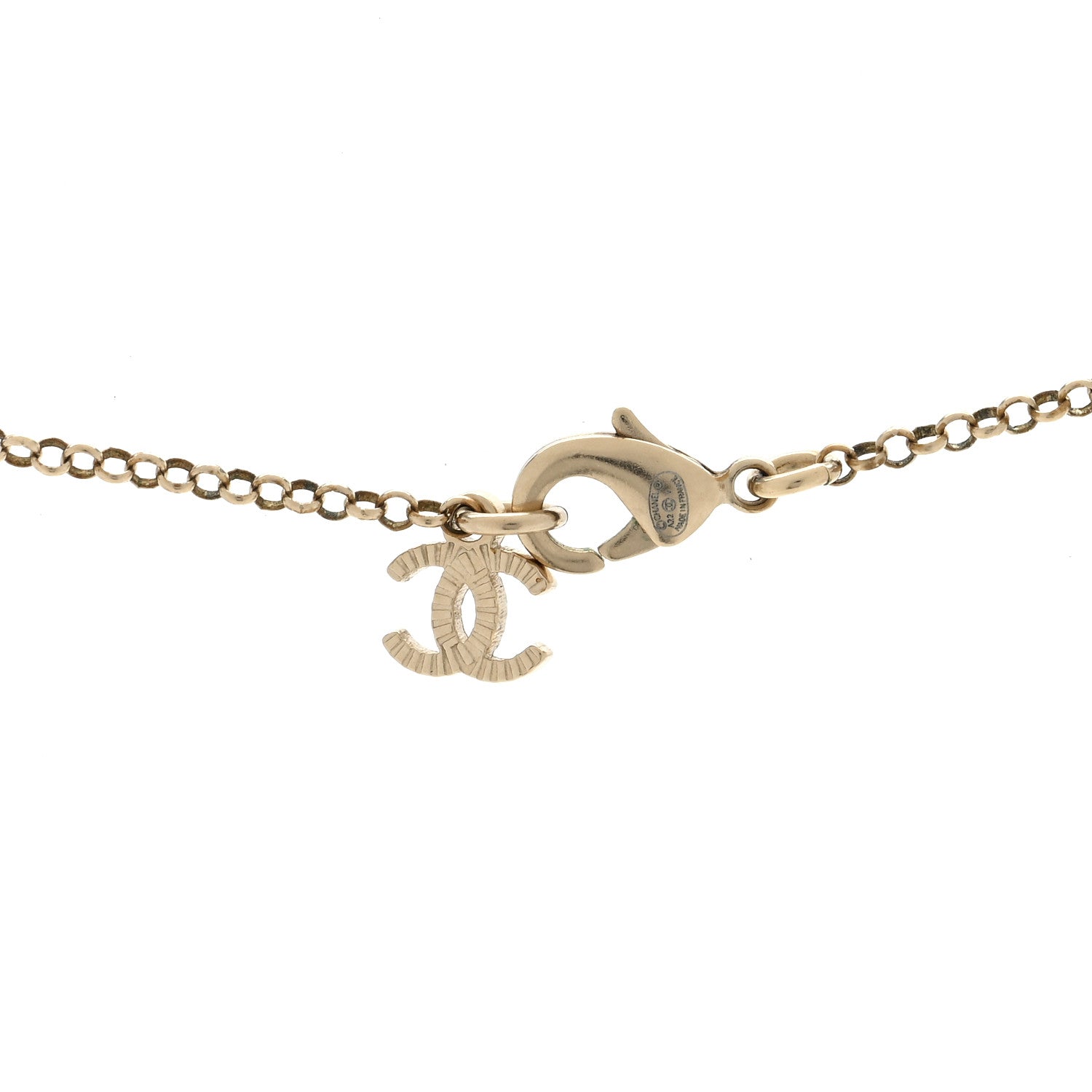 Chanel Resin Crystal CC Heart Necklace Pearly White Gold 4 of 4