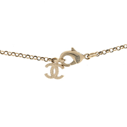 Chanel Resin Crystal CC Heart Necklace Pearly White Gold 4 of 4