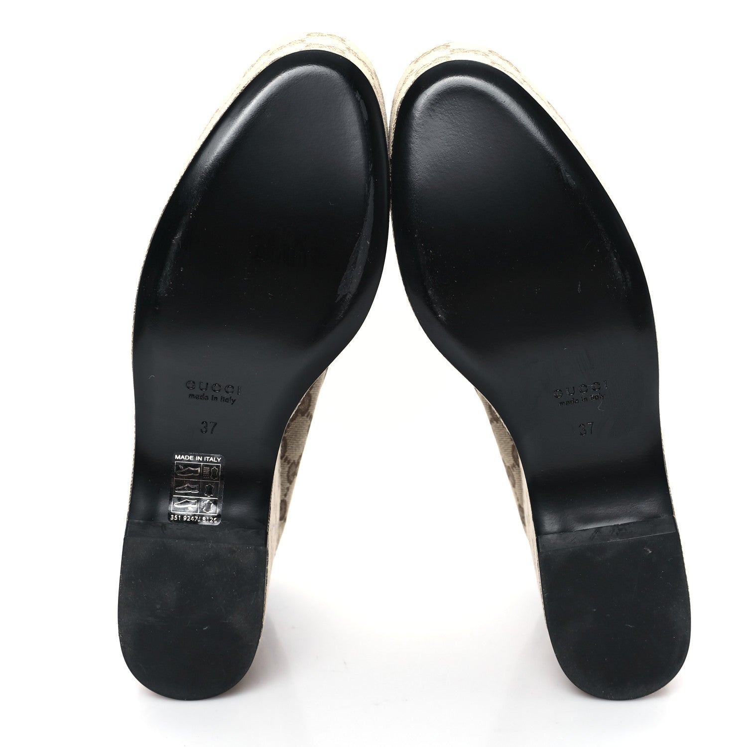 Gucci Canvas GG Monogram Horsebit Calfskin Womens Horsebit Platform Loafers 37 Beige Ebony 6 of 10