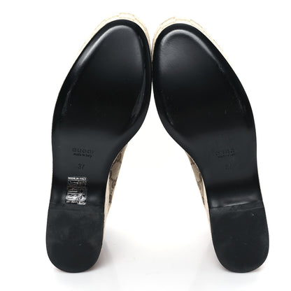 Gucci Canvas GG Monogram Horsebit Calfskin Womens Horsebit Platform Loafers 37 Beige Ebony 6 of 10