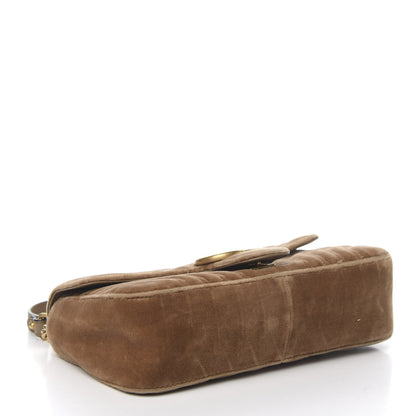 Gucci Velvet Matelasse Small GG Marmont Shoulder Bag Taupe 3 of 9