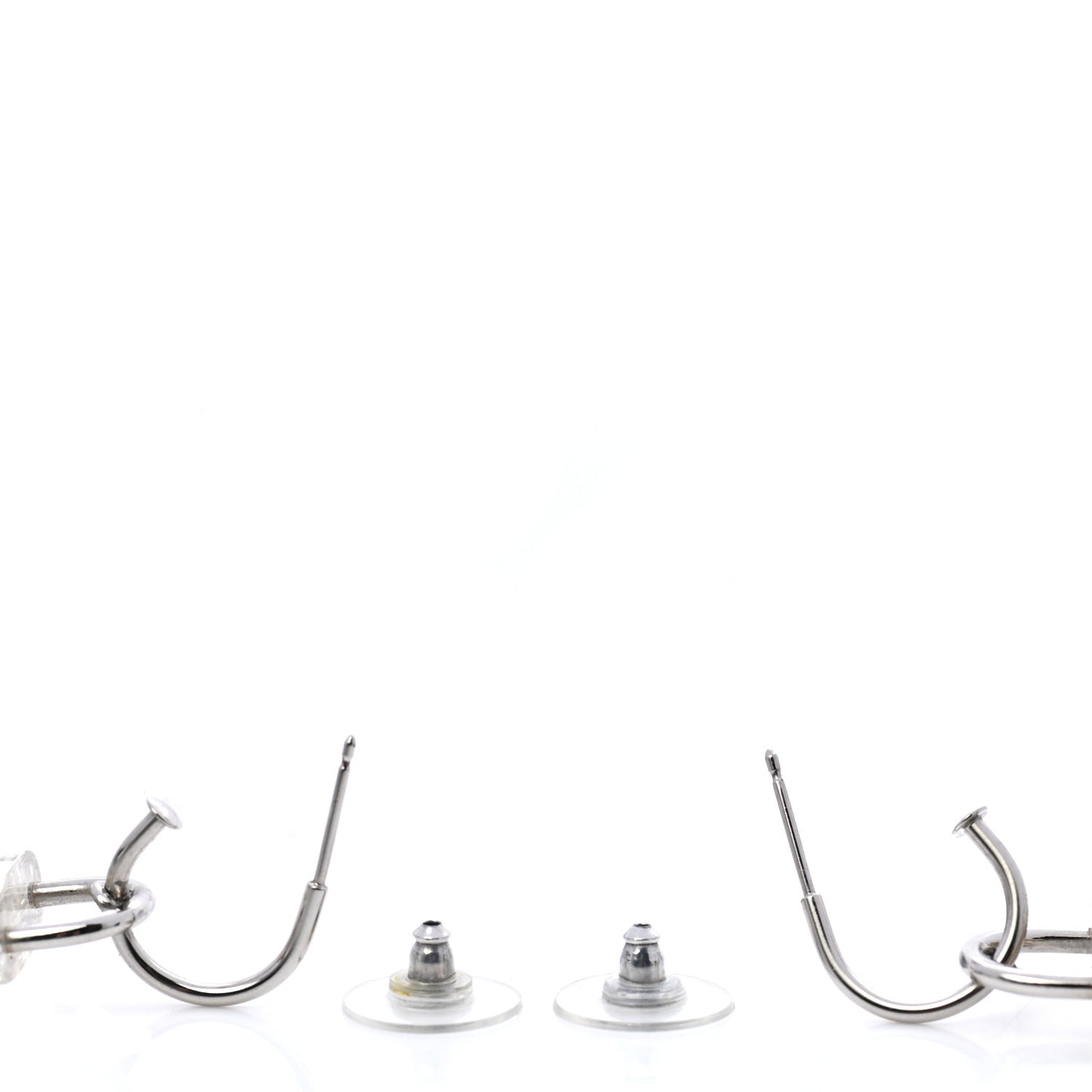 Resin Pearl CC Padlock Earrings Grey