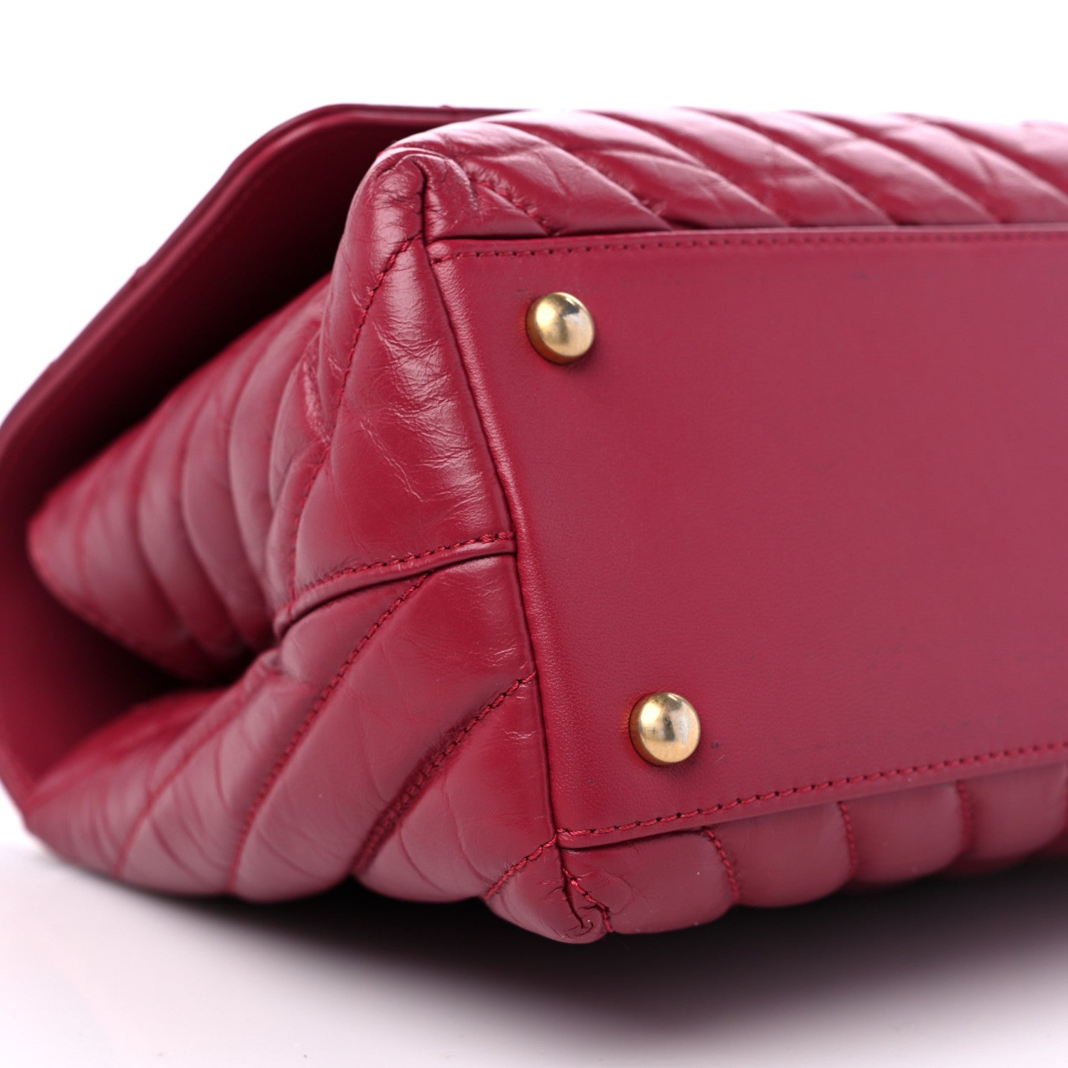 Chanel Calfskin Chevron Quilted Small Coco Handle Flap Dark Fuchsia 8 of 11