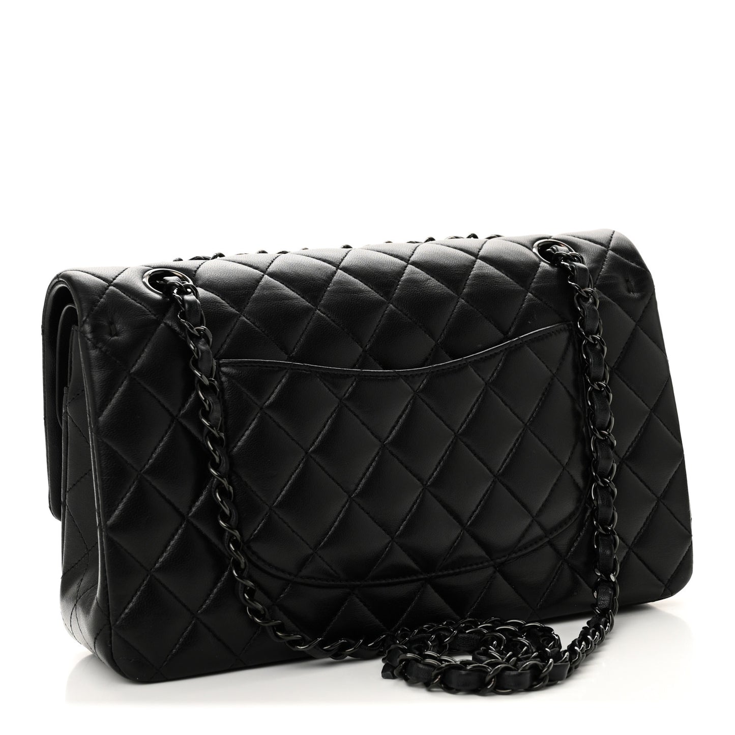 Lambskin Quilted Medium Double Flap So Black