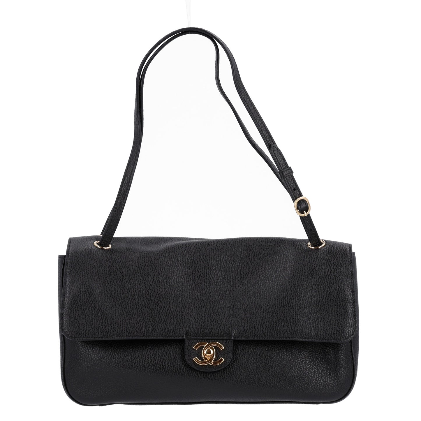 Grained Calfskin Small Souplissimo Maxi Flap Black