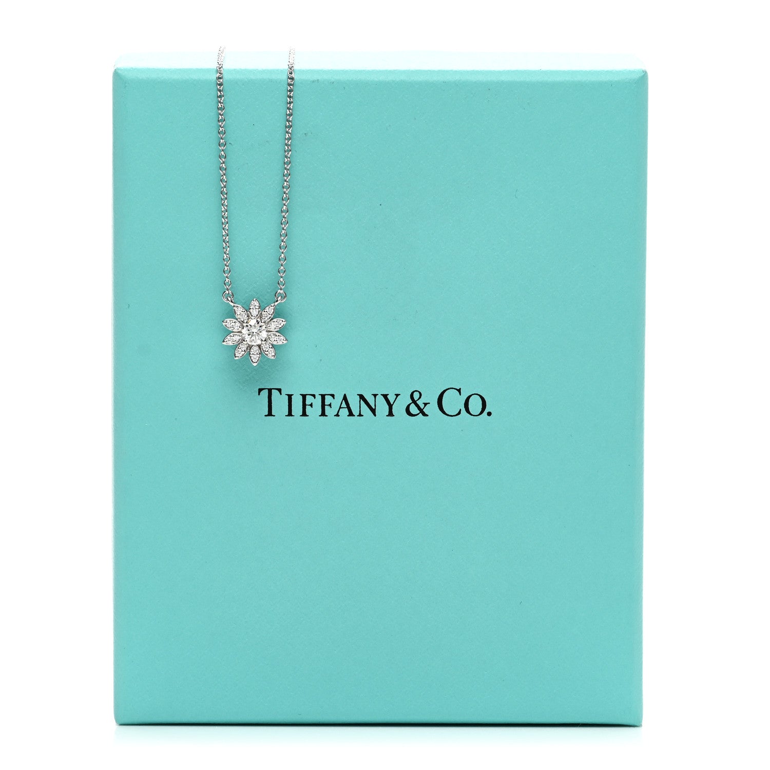 Tiffany Platinum Diamond Small Sunflower Pendant Necklace 5 of 5