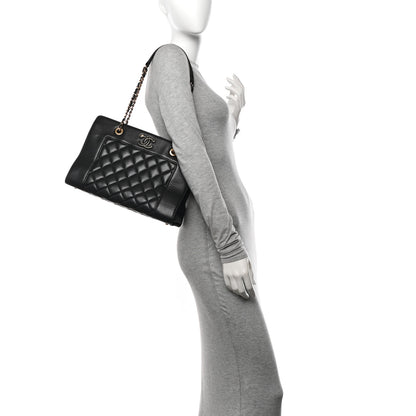 Chanel Sheepskin Quilted Mademoiselle Vintage Shopping Tote Black 2 of 11